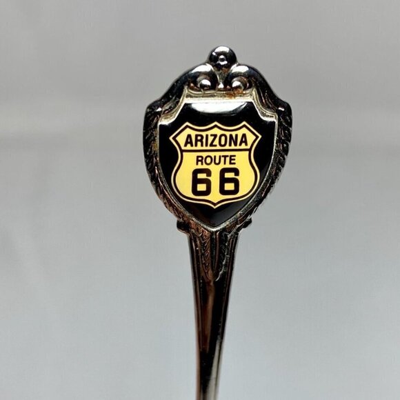 Arizona Route 66 Souvenir Spoon Silver Tone Enamel Shield Travel Collector 3.5" - Picture 7 of 8